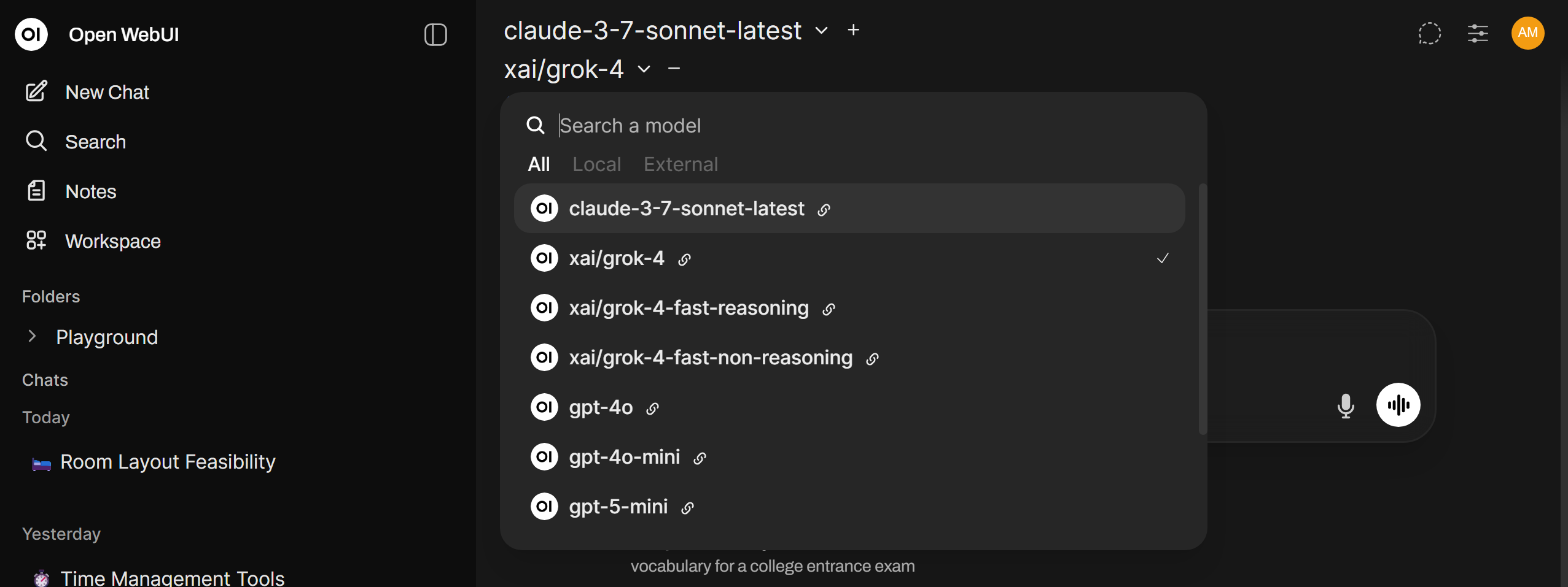 Models on OpenWebUI