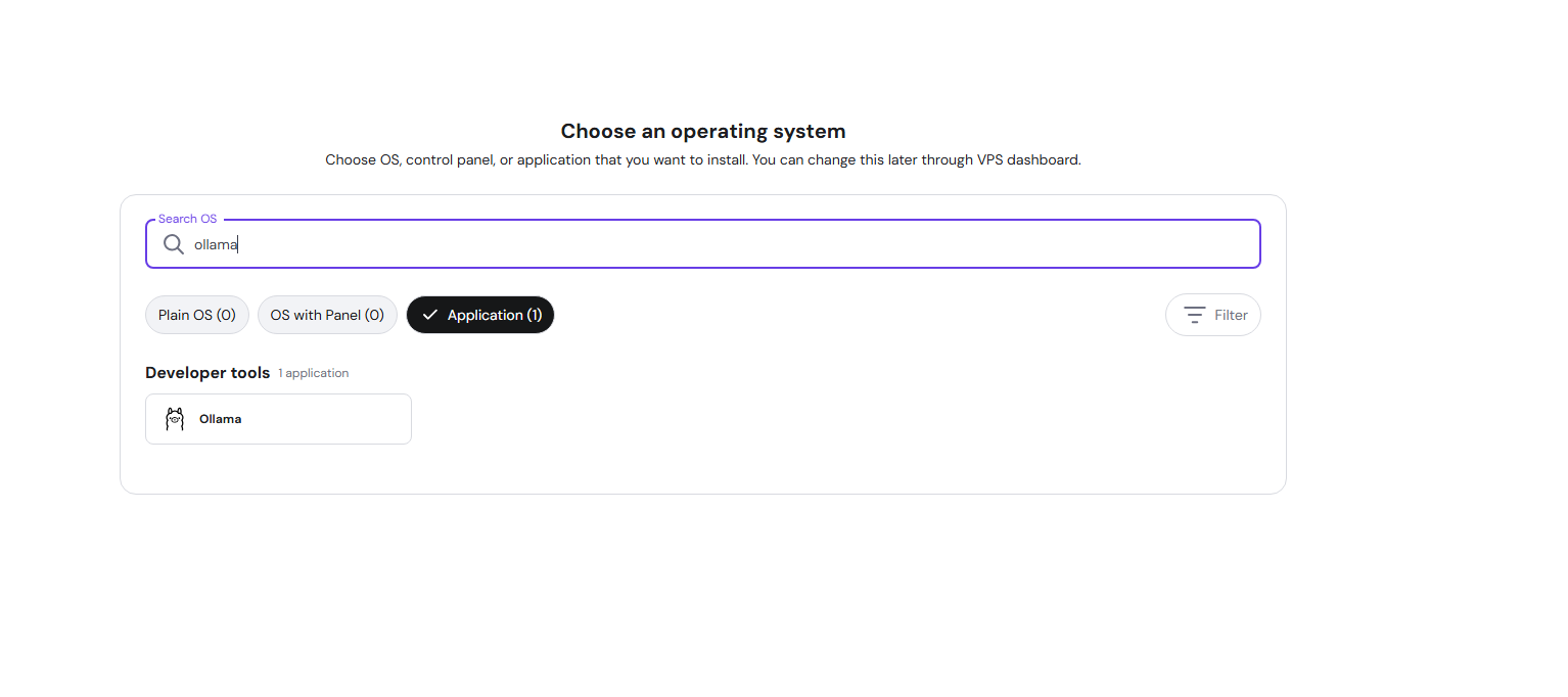 Ollama selection on Hostinger